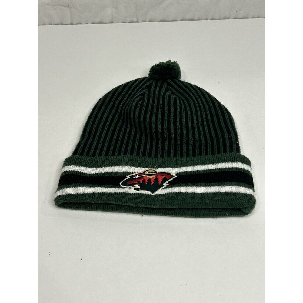 NHL MINNESOTA WILD Knit Cuffed Beanie Pom Hat Youth Boys Acrylic